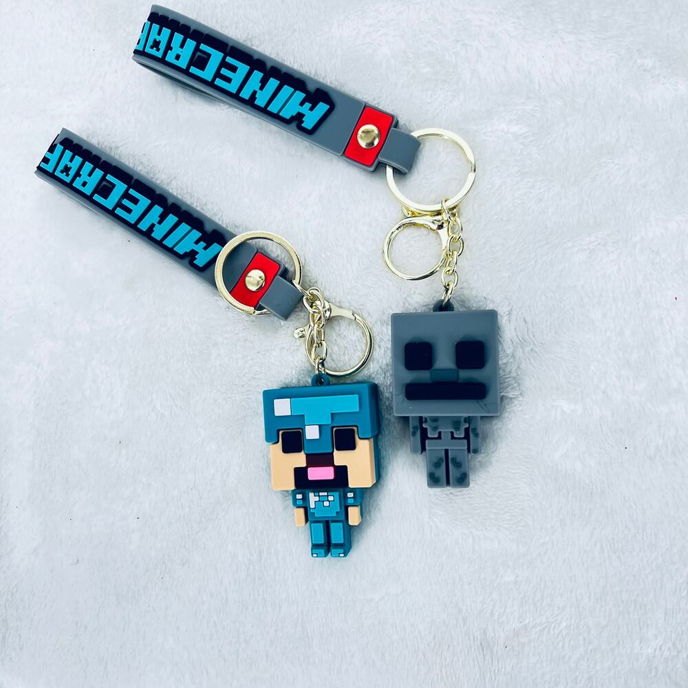 Two MINECRAFT Keychains With Wrist Bands New